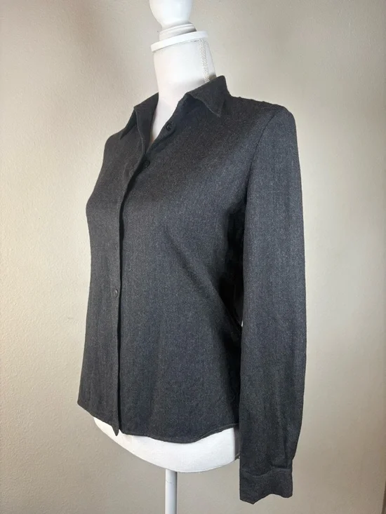 miu miu charcoal wool tailored button up blouse italy - Picture 4 of 15